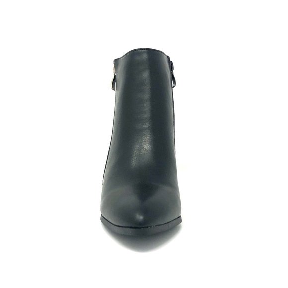 Black Vegan Leather Zipper Ankle Boots - Picture 10 of 10